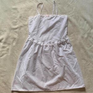 Vintage St Michael Girls White Cotton Lace Trim Mini Dress Size 9-10